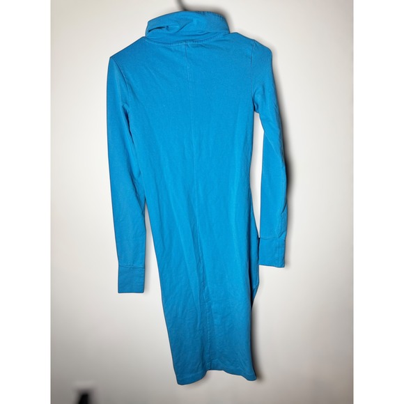 Adidas HN1642 Mission Victory Bodycon Mock Neck Logo Dress Womens Sky Rush Blue - Picture 5 of 6